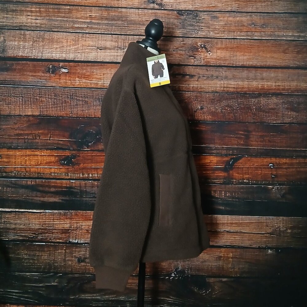 NWT Mondetta Jacket S Brown Sherpa Fleece Full Zip Snap Pockets - Picture 8 of 11